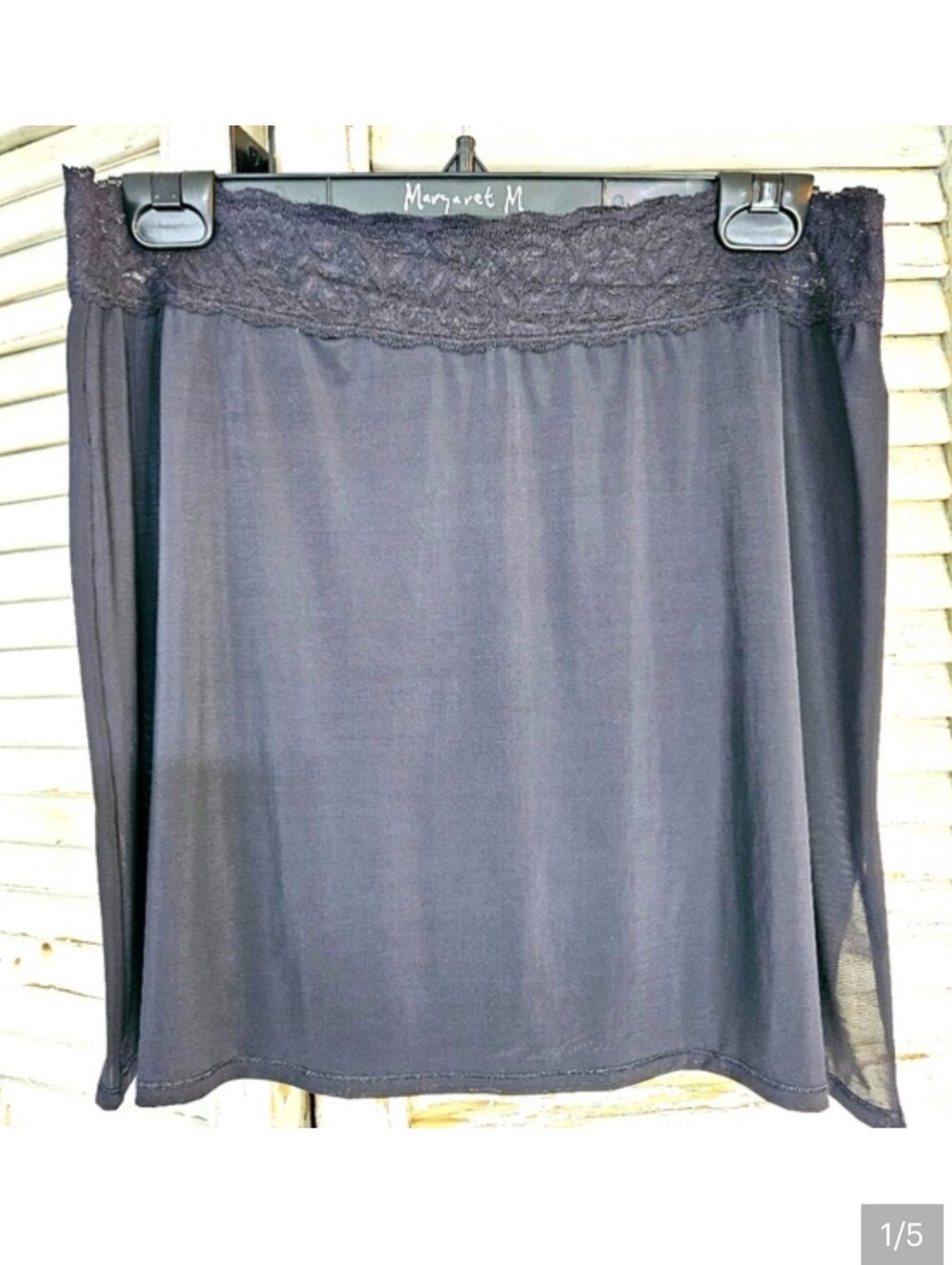 Vanity Fair Black Half/Skirt Slip With Stretchy Lace Waistband Large